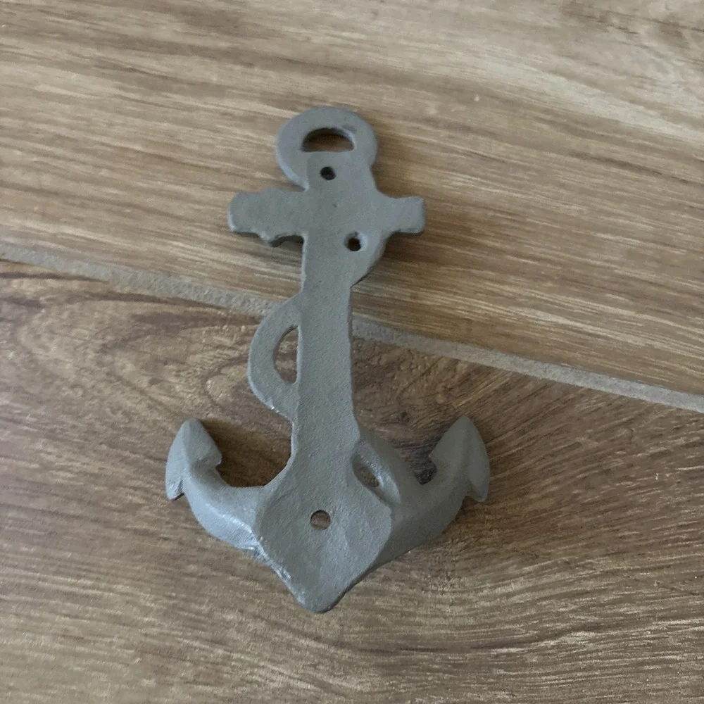CAST IRON Ship ANCHOR‎ TOWEL HOOK Beach Nautical Decor Wall Mount